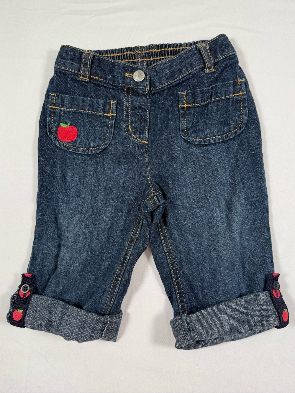 VINTAGE GYMBOREE Girls Apple 2007 Roll Tab Denim‎ Jeans 12-18M Cottagecore Fall